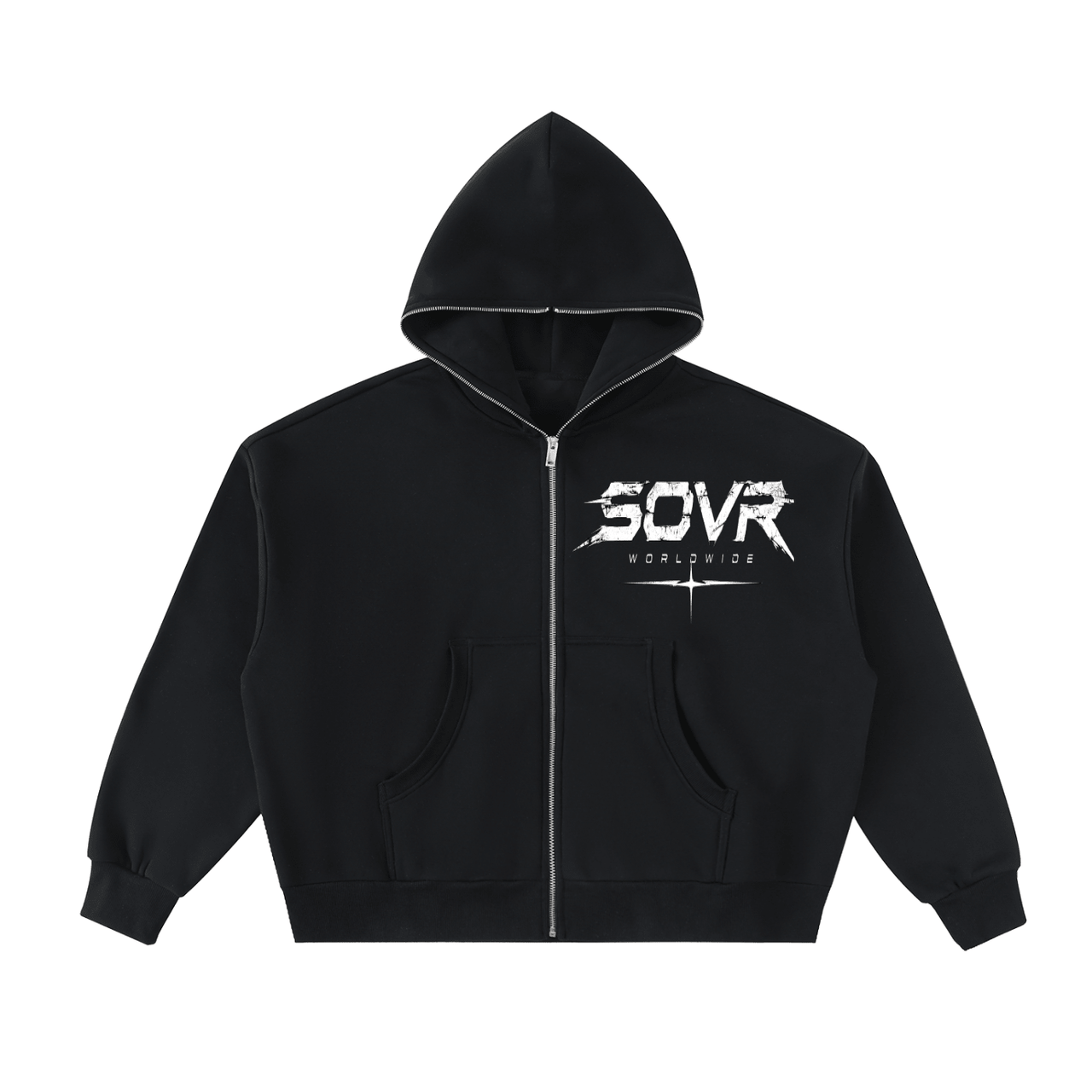 Fleeced Full-Zip Boxy Hoodie - SOVR.
