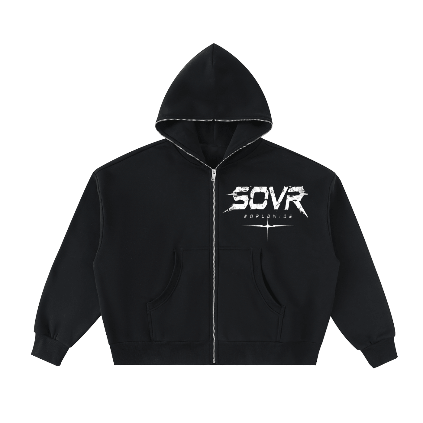Fleeced Full-Zip Boxy Hoodie - SOVR.