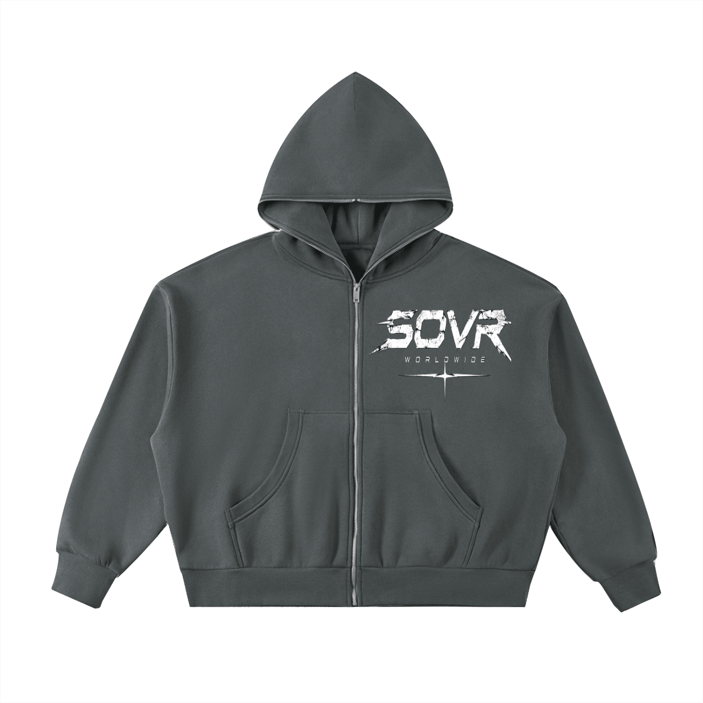 Fleeced Full-Zip Boxy Hoodie - SOVR.